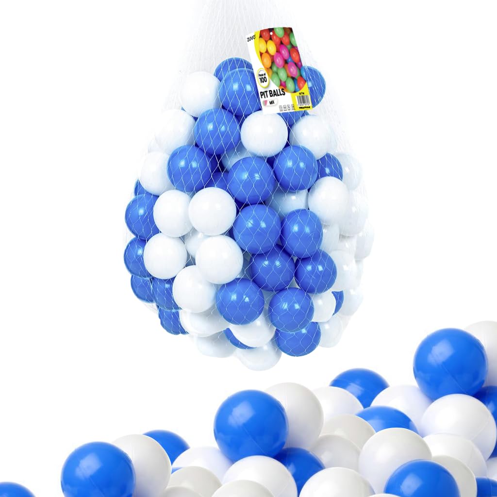 Zuvo Blue 5.5cm Crush-Proof Ball Pit Balls (100 Pack) for Kids Play 1