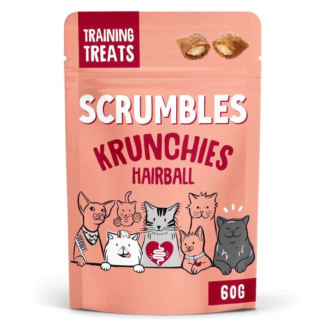 Scrumbles Anti-Hairball Krunchies Cat Treats - Chicken Flavour | 60g Pellets 1