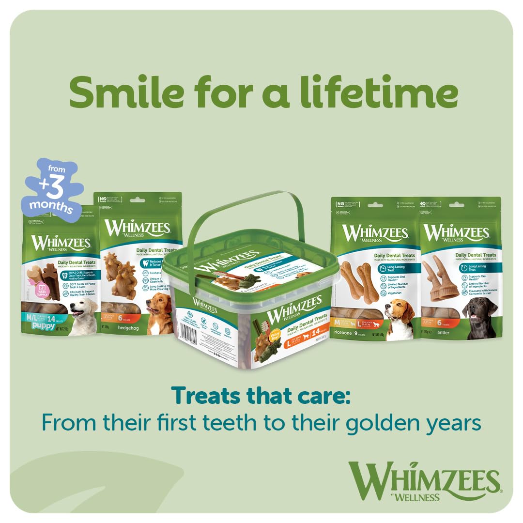 WHIMZEES Variety Box Dog Dental Sticks - Size M, 40 Count | Grain Free | Chamomile Flavor 8