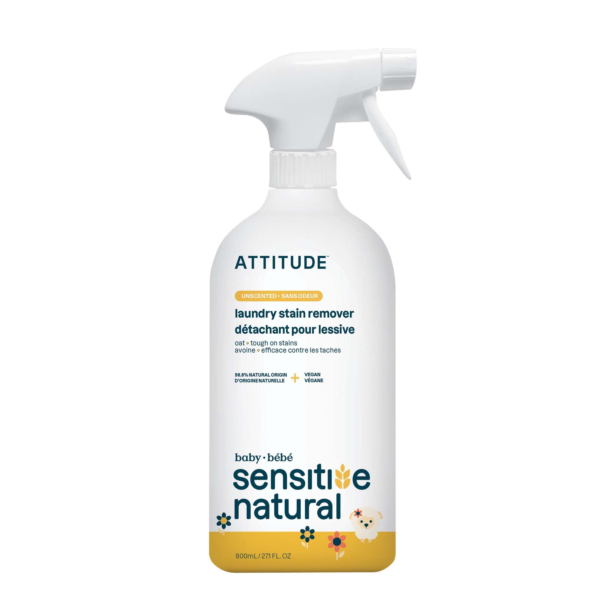 ATTITUDE Laundry Stain Remover for Baby Clothes - Plant-Based, Unscented, 800 ml 1