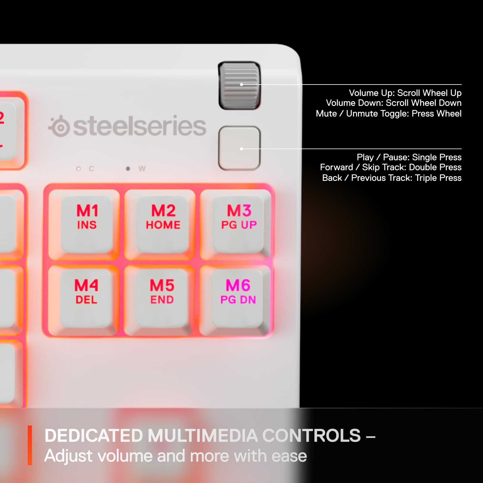 SteelSeries Apex 3 TKL White RGB Gaming Keyboard - UK Layout - 8-Zone RGB - Whisper-Quiet Switches - Water Resistant