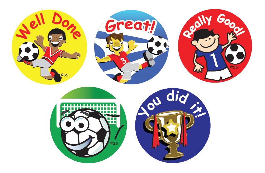 SuperStickers Football Themed Reward Stickers - 180 Pack, 25mm Round, Multicoloured