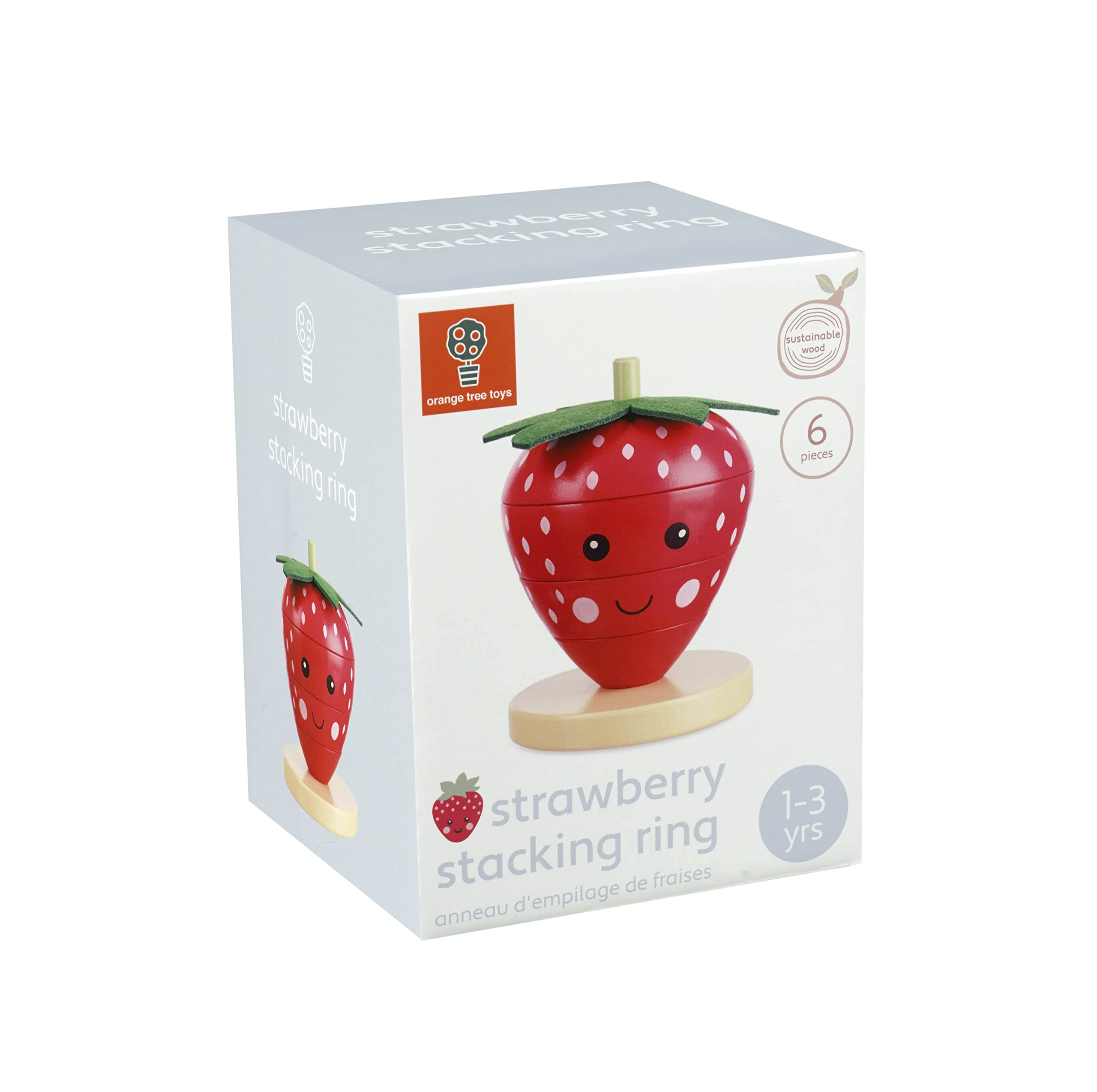 Orange Tree Strawberry Stacking Rings - Wooden Educational Toy for Toddlers 12 Months+ 6