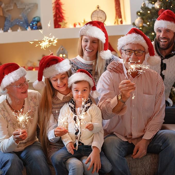 SHATCHI Deluxe Christmas Santa Hat - Red/White, Adult Festive Costume Headwear 5