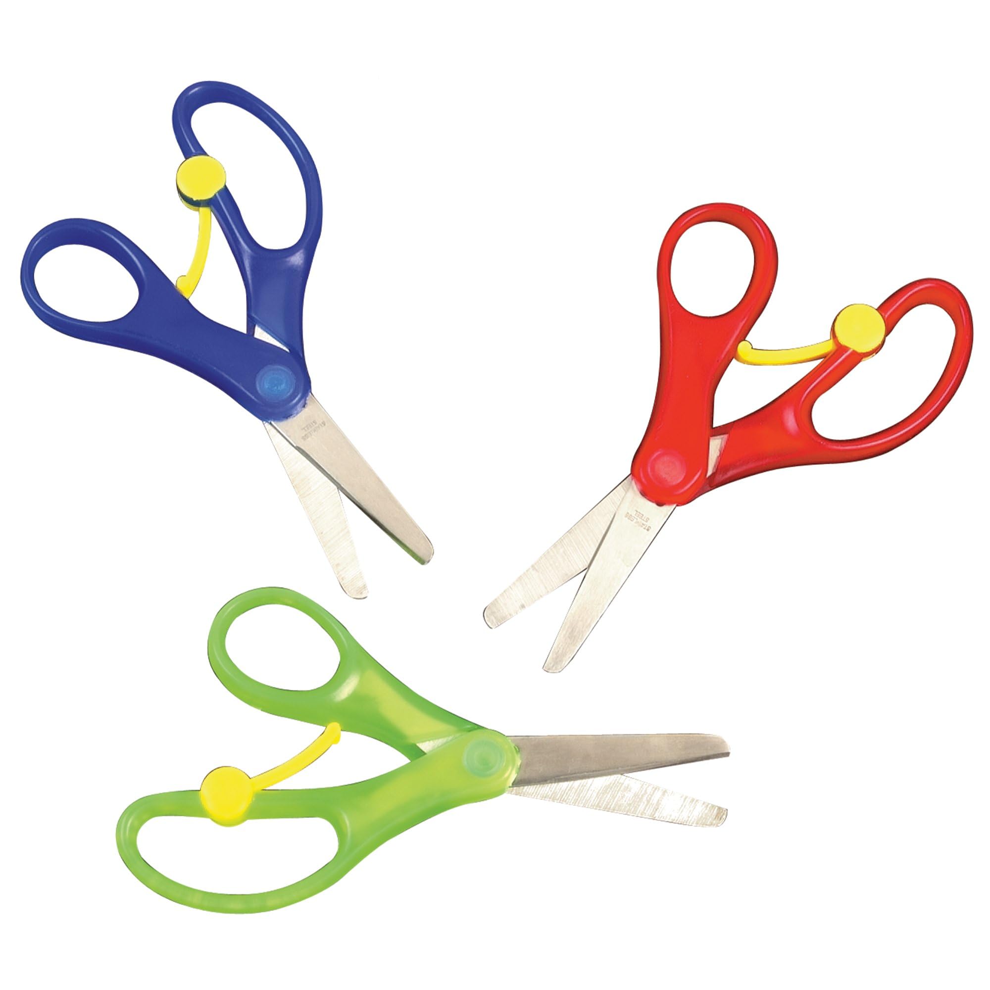 Baker Ross Spring-Loaded Craft Scissors - Pack of 3, Stainless Steel Blades, 13cm Size 1