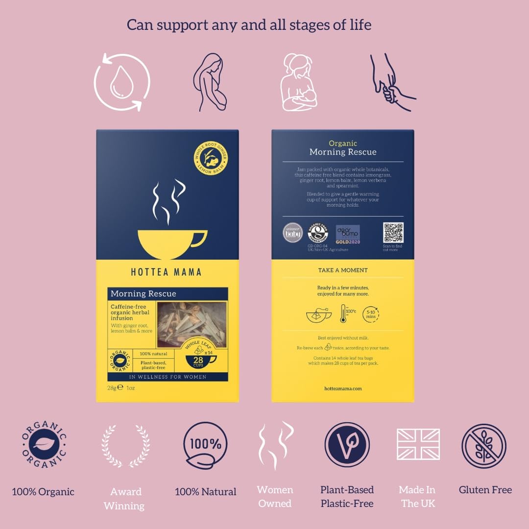 HOTTEA MAMA Morning Rescue Pregnancy Tea | Caffeine-Free Herbal Blend for Nausea Relief 13