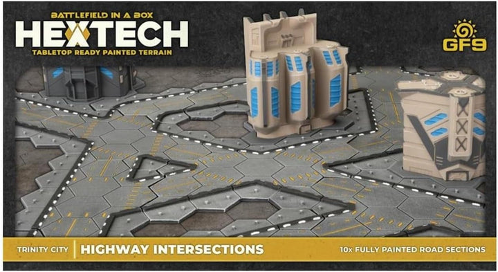 Gale Force Nine Hextech Battlefield in A Box: Trinity City Highway Intersections Game Accessory (HEXT08)