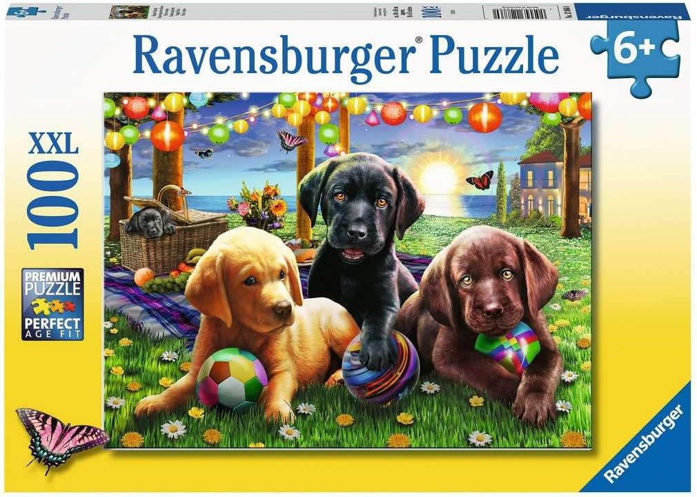 Ravensburger Puppy Picnic 100 Piece Jigsaw Puzzle - Extra Large Pieces for Kids 6 Years & Up 1