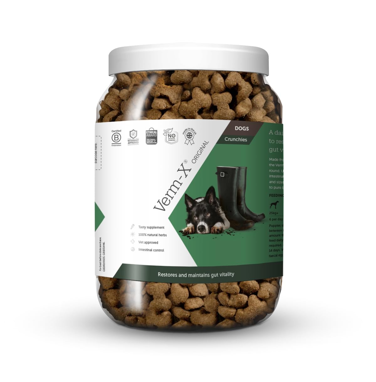 Verm-X All Natural Dog Treats - 650g Bag | Supports Intestinal Hygiene | Chicken Flavor