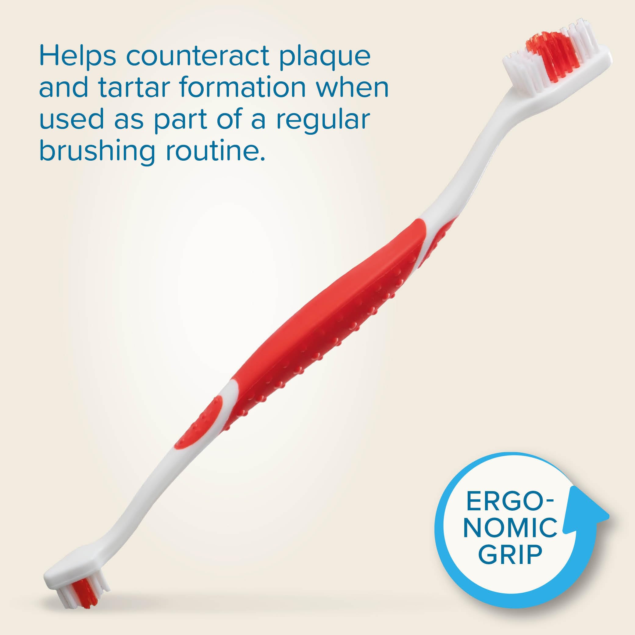 Beaphar Double-Ended Toothbrush for Cats and Dogs | Ergonomic Grip | Deep Cleaning Bristles