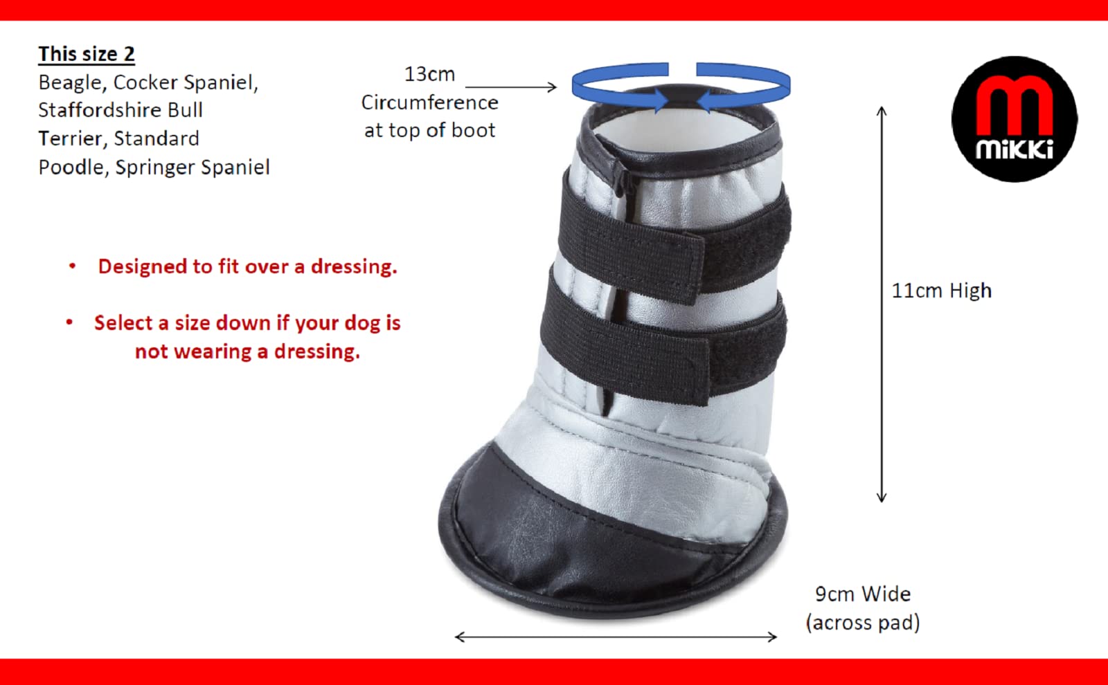 Mikki Dog Boot - Size 2 | Protects Injured Paws | Weatherproof | Non-Slip Sole 6