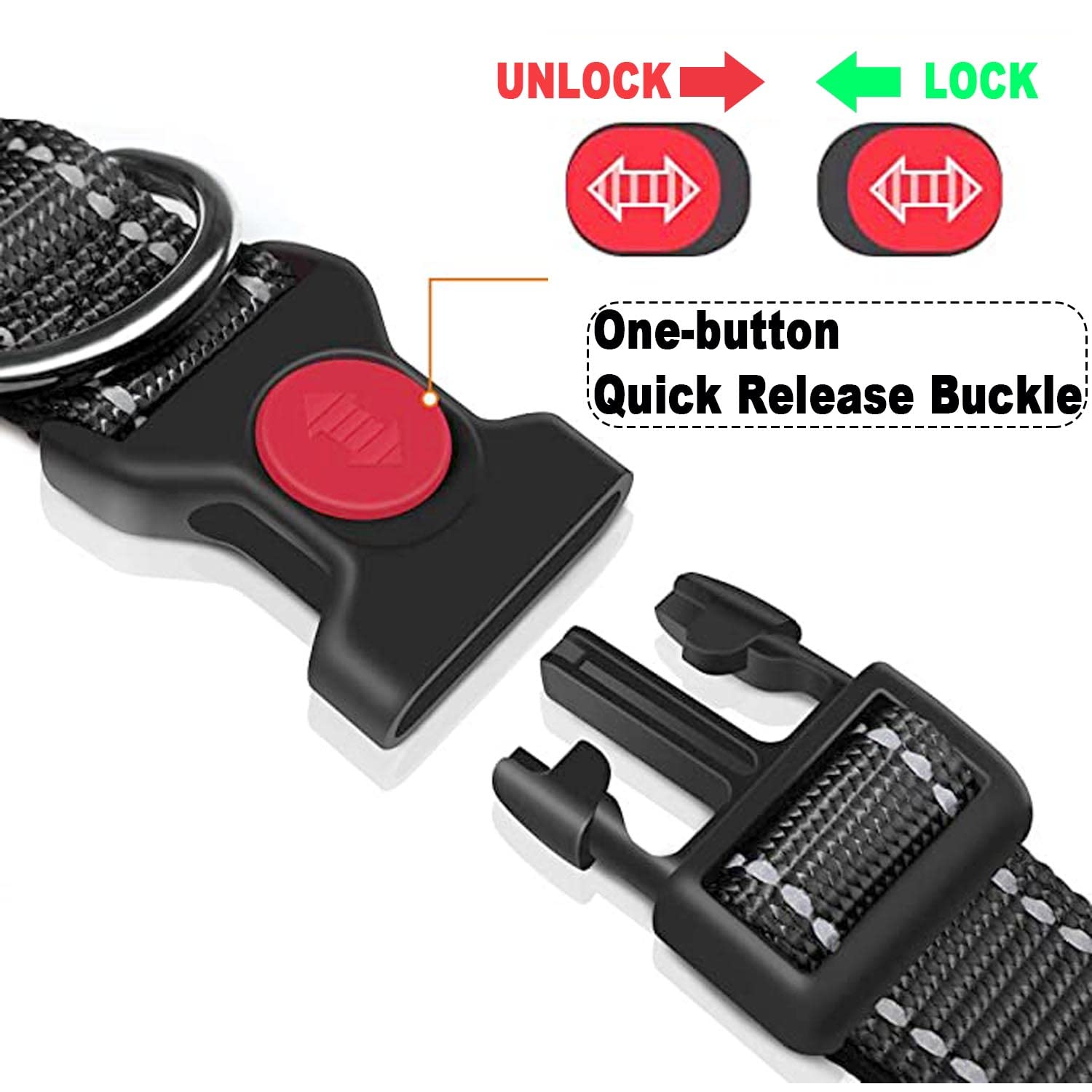 ATETEO Reflective Adjustable Dog Collar with Neoprene Padding | Black, Size S (9-14.2 inch) 4