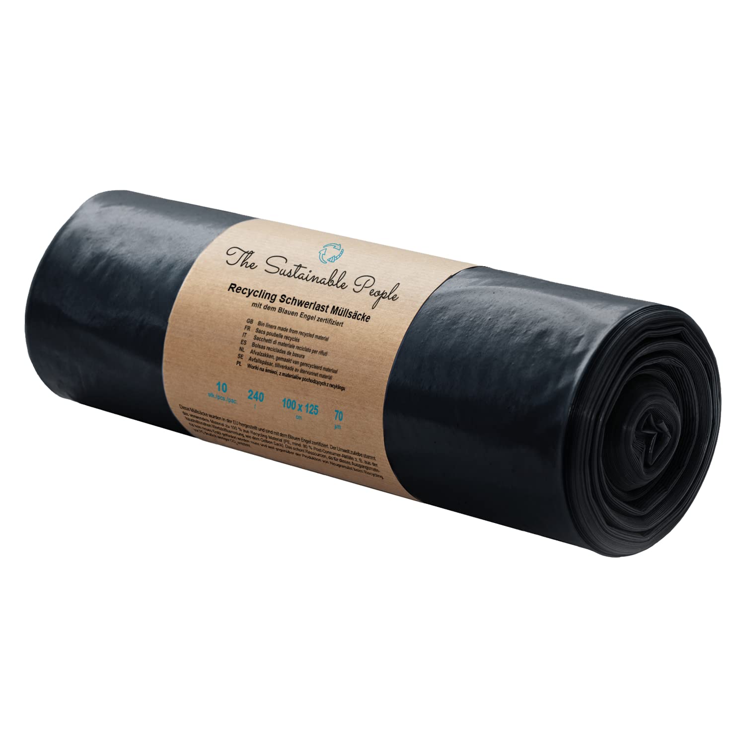 The Sustainable People Heavy Duty Bin Bags - 240L Capacity | 10 Count | Min. 90% Recycled