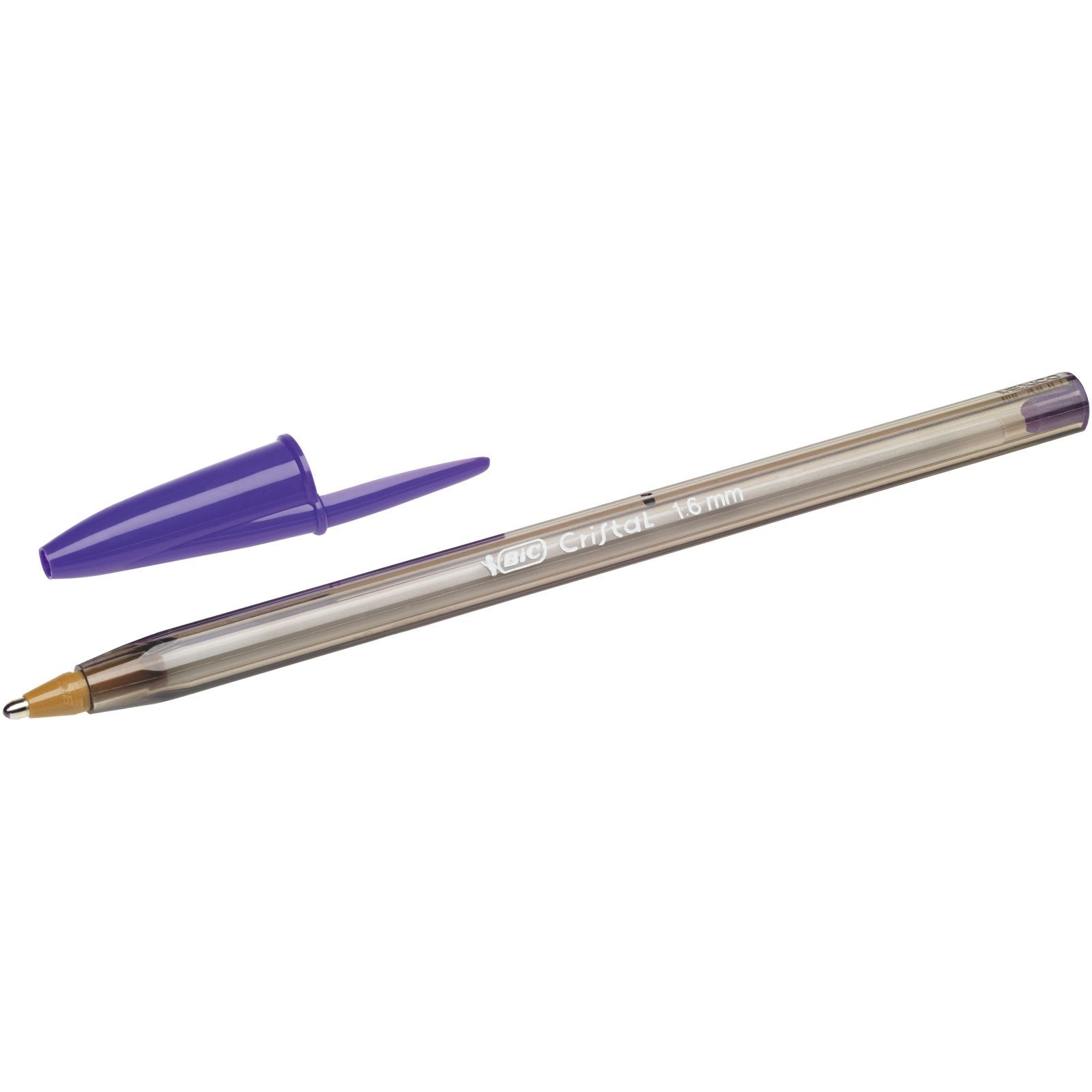 BIC Cristal Fun Ballpoint Pens - Wide 1.6mm Point, Smudge-Proof, Purple Ink, Pack of 20