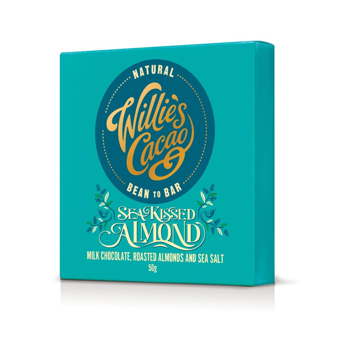 Willie's Cacao Bar - Sea Kissed Almond - Milk Chocolate with Roasted Almonds and Cornish Salt - 50g