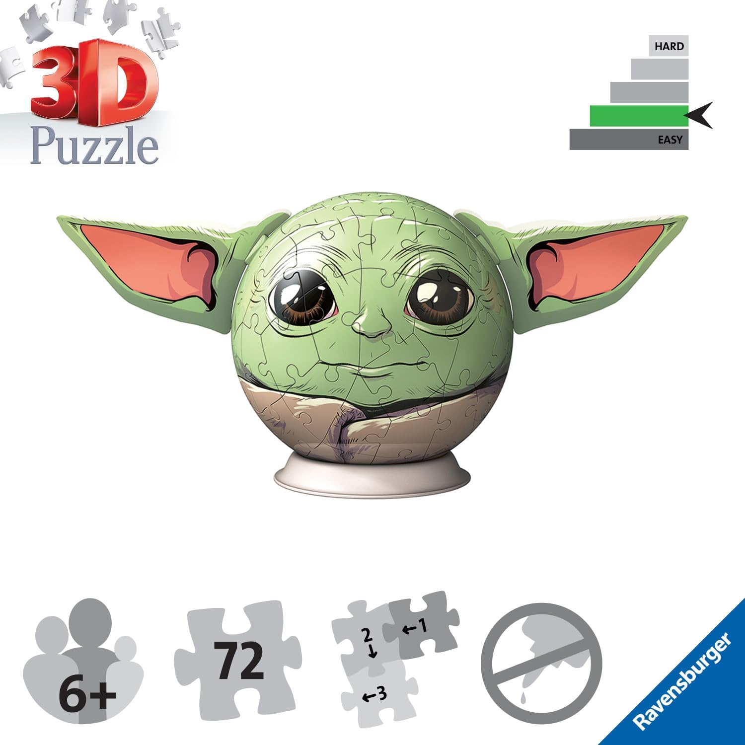 Ravensburger Star Wars Stitch Mandalorian Grogu 3D Jigsaw Puzzle Ball with Ears 2