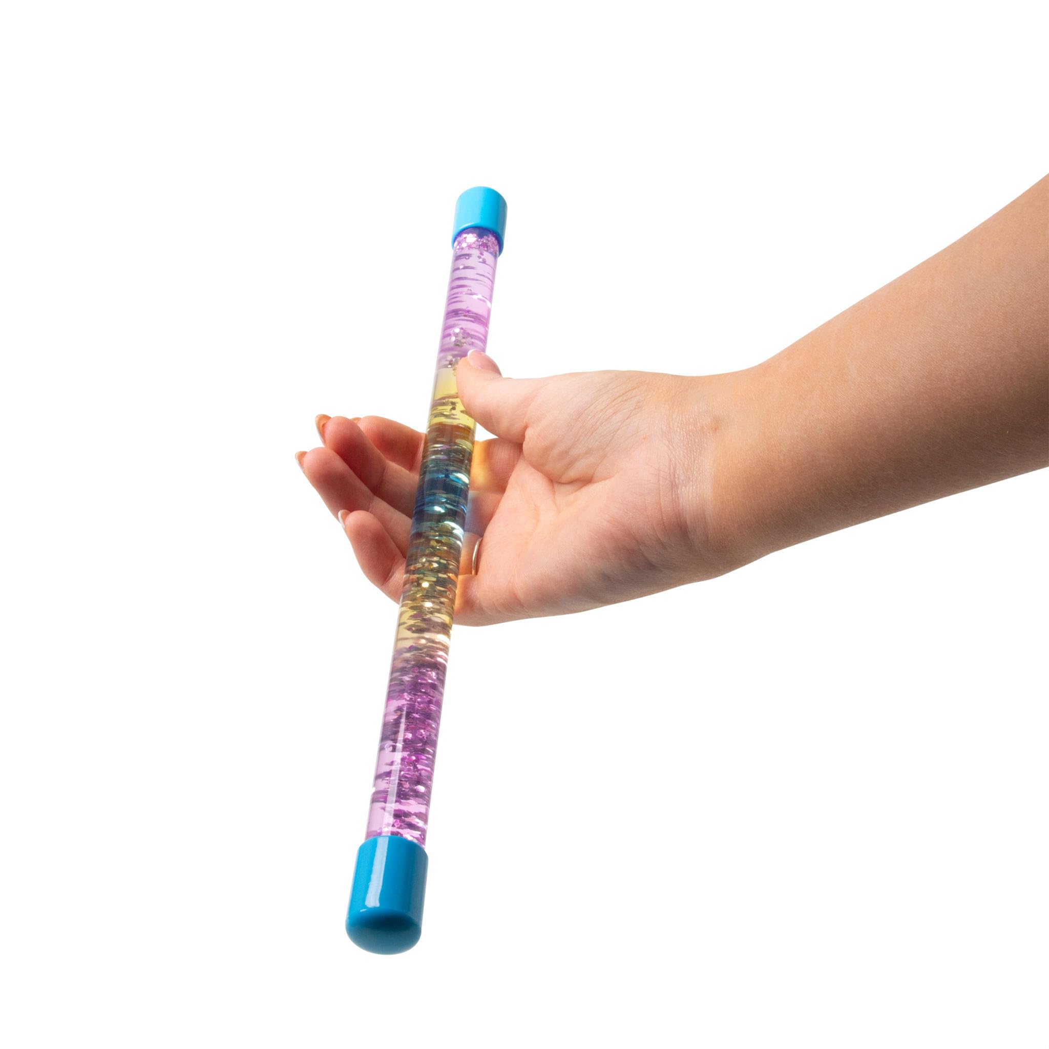 HGL Sensory Fidget Stick - Rainbow Glitter Swirl | Pink & Blue Ends | Ages 3+ 2