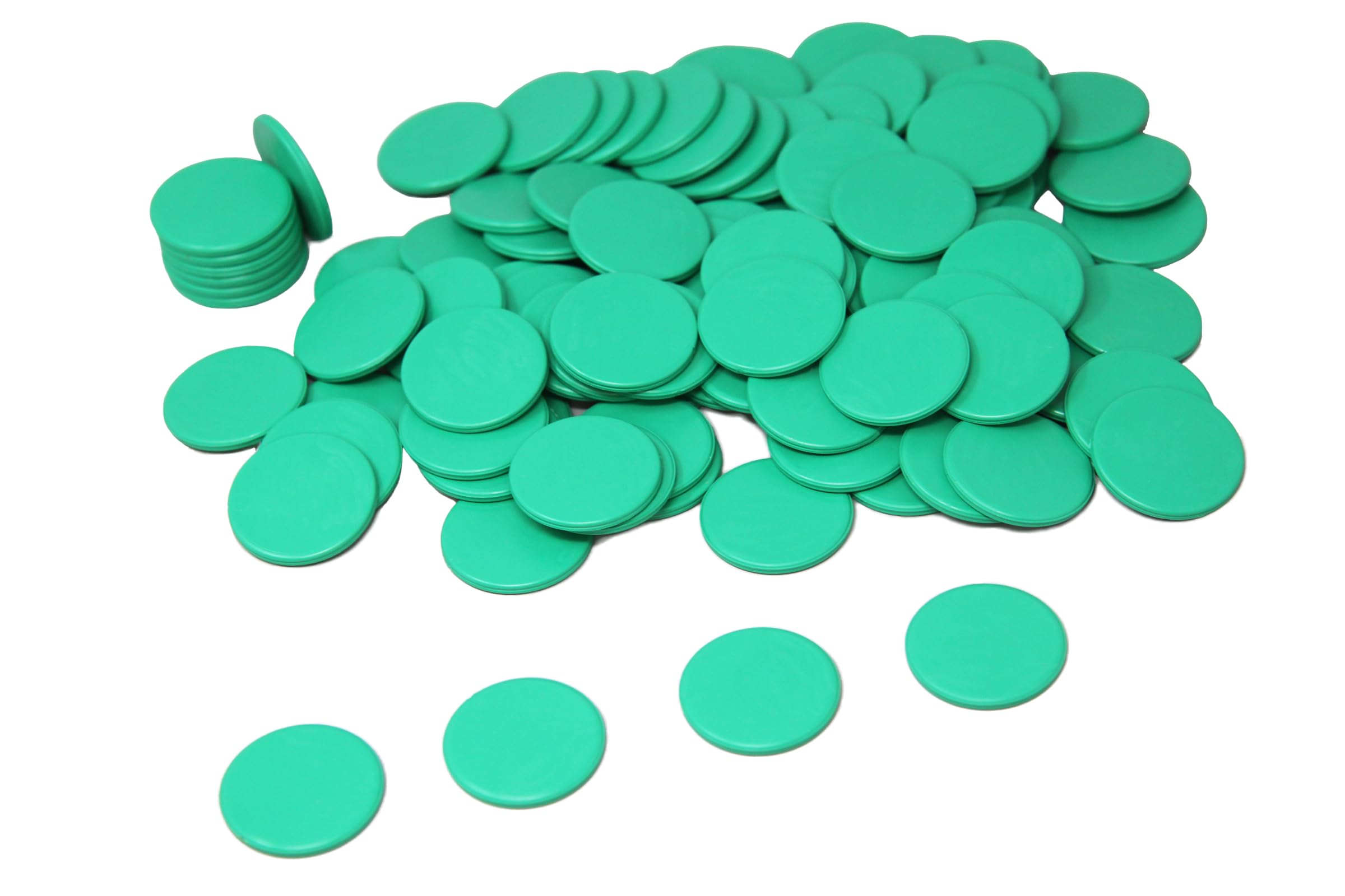 Wissner Game Chips - 100 Green Counting Markers | 25mm Diameter | RE-Plastic