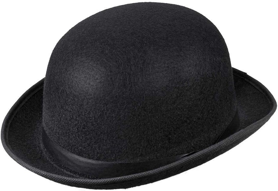 Boland Classic Black Bowler Hat - Adult Costume Headwear with Satin Ribbon
