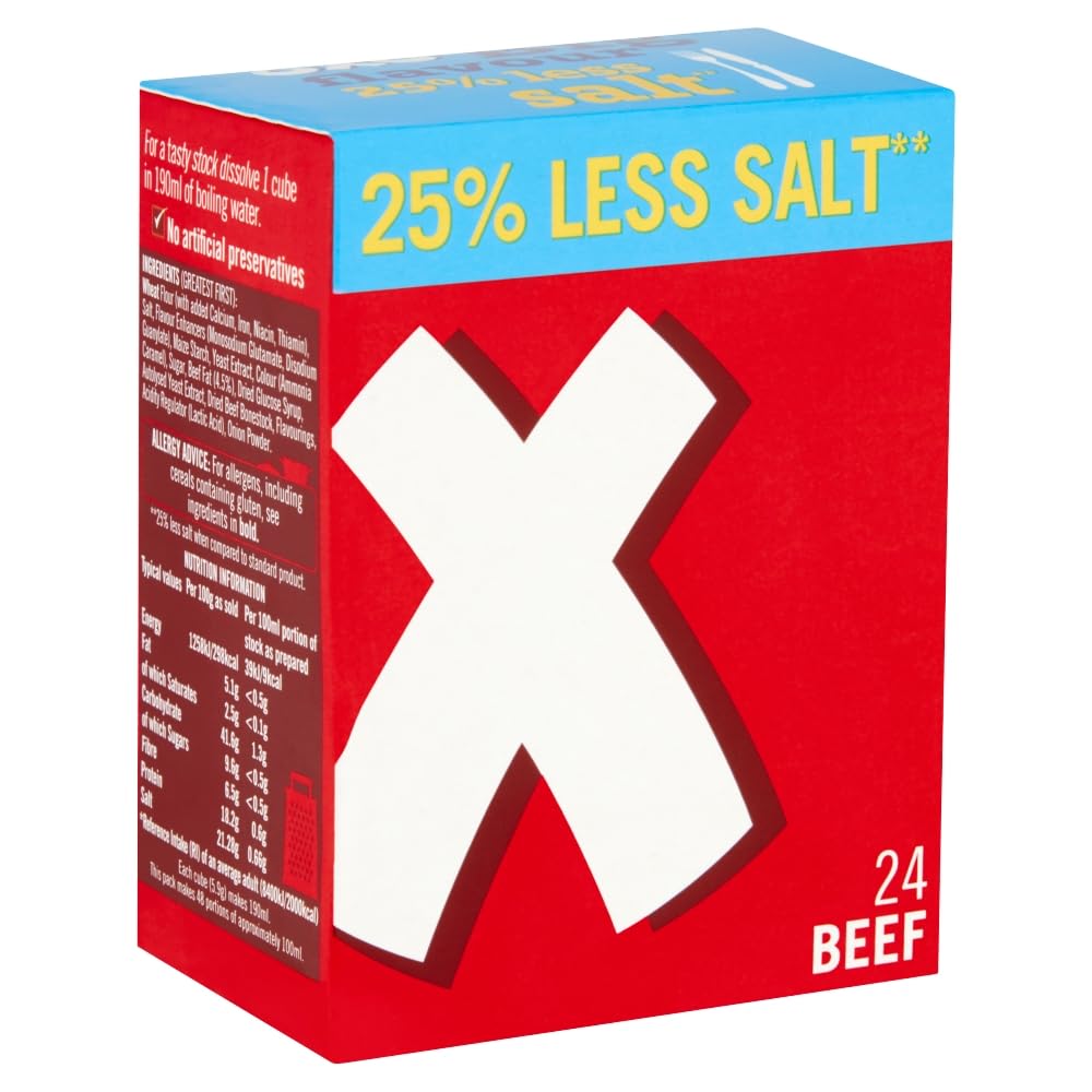 OXO Reduced Salt Beef Stock Cubes - 24 Pack | Big Flavour | 142g 4