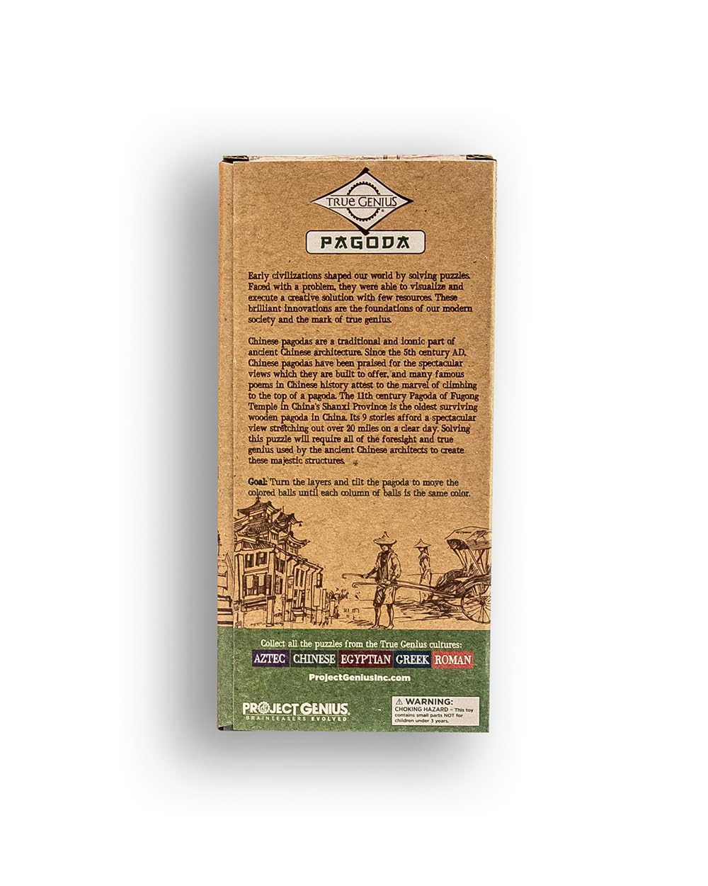 Chinese Pagoda Brain Teaser Puzzle - Solid Wood Logic Game for Adults & Kids, 8+ 12