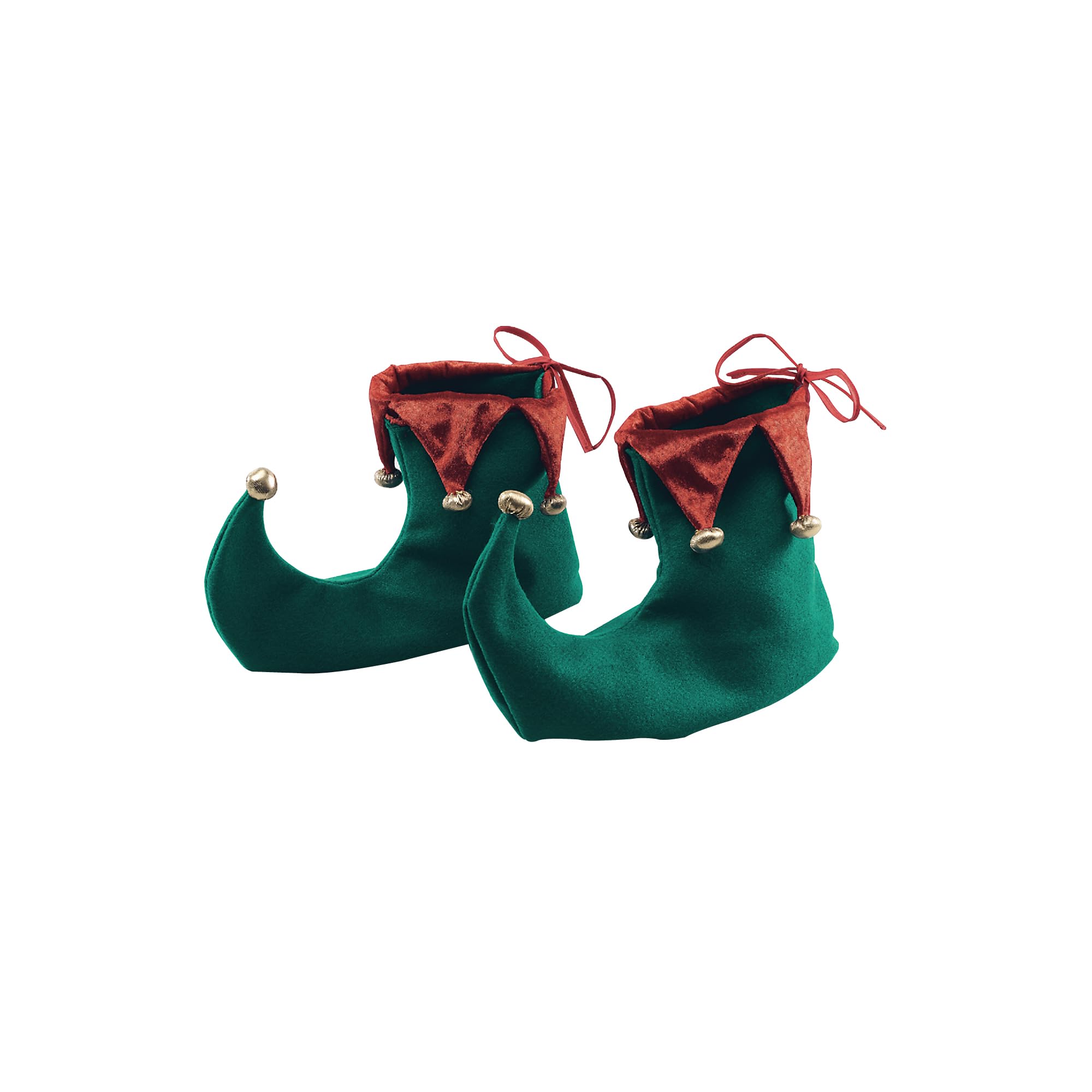 Bristol Novelty Christmas Elf Shoes Costume - 1 Pair Adult Unisex Green Red Gold