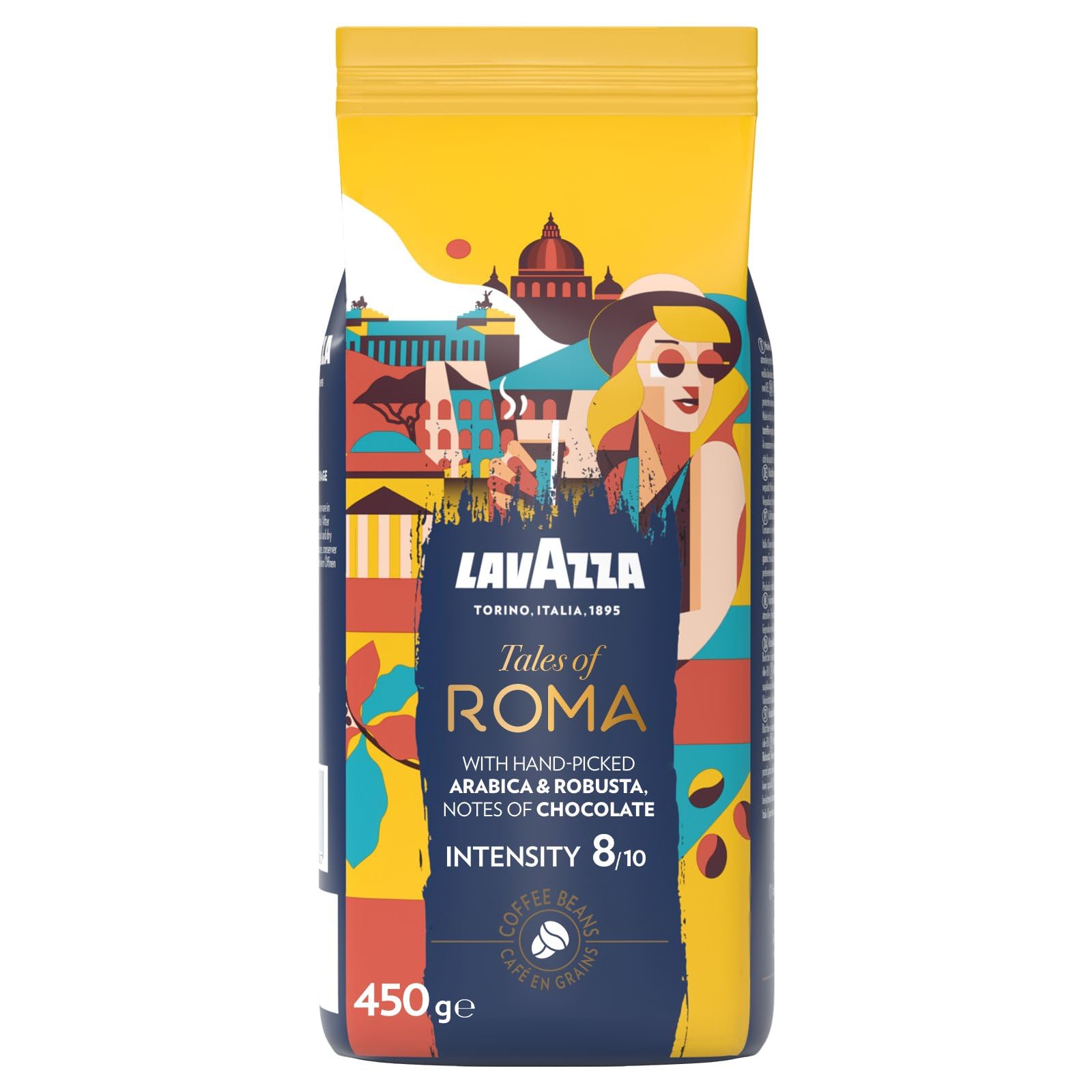 Lavazza Tales of Roma Roasted Whole Coffee Beans | Intensity 8/10 | 450g 1