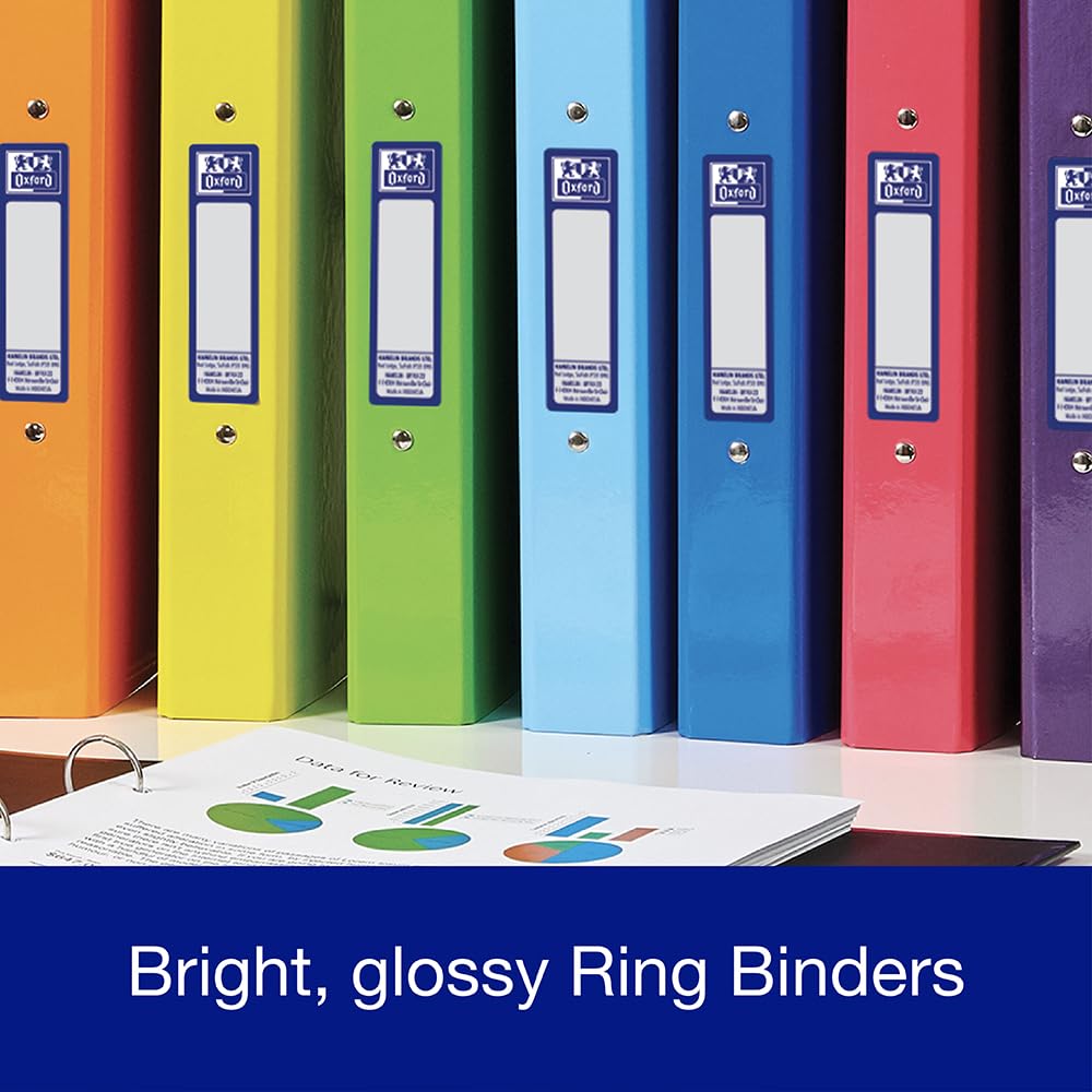 Oxford Premium A4 Ring Binder, Blue Single Folder, 25mm Capacity, Laminated 7