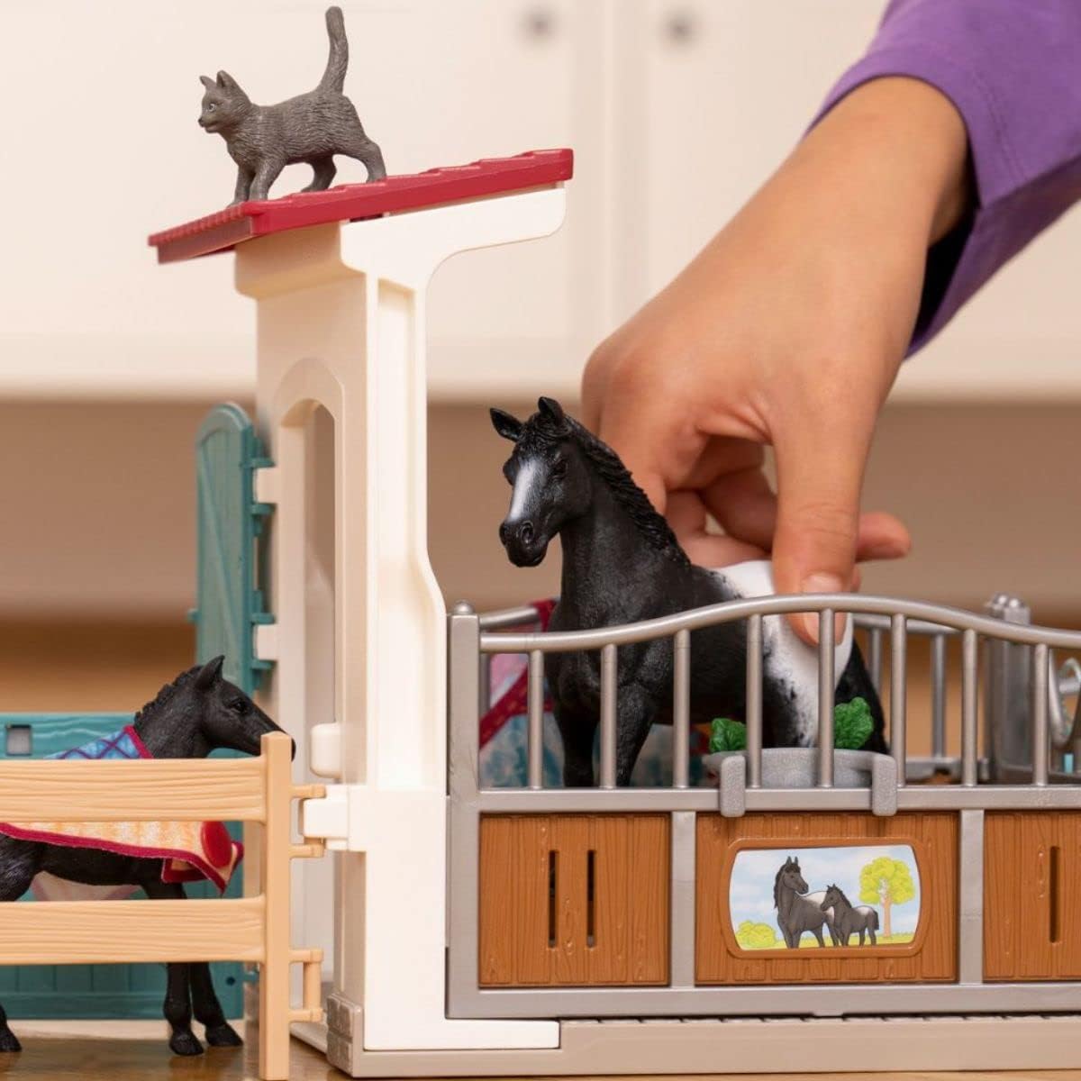 SCHLEICH Horse Box with Mare and Foal - 34-Piece Horse Club Playset for Kids 5-12