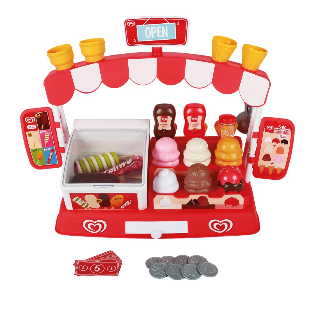 Casdon Walls Ice Cream Parlour Playset - Pretend Ice Cream Shop Toy for Children Aged 2+ | 35+ Pieces