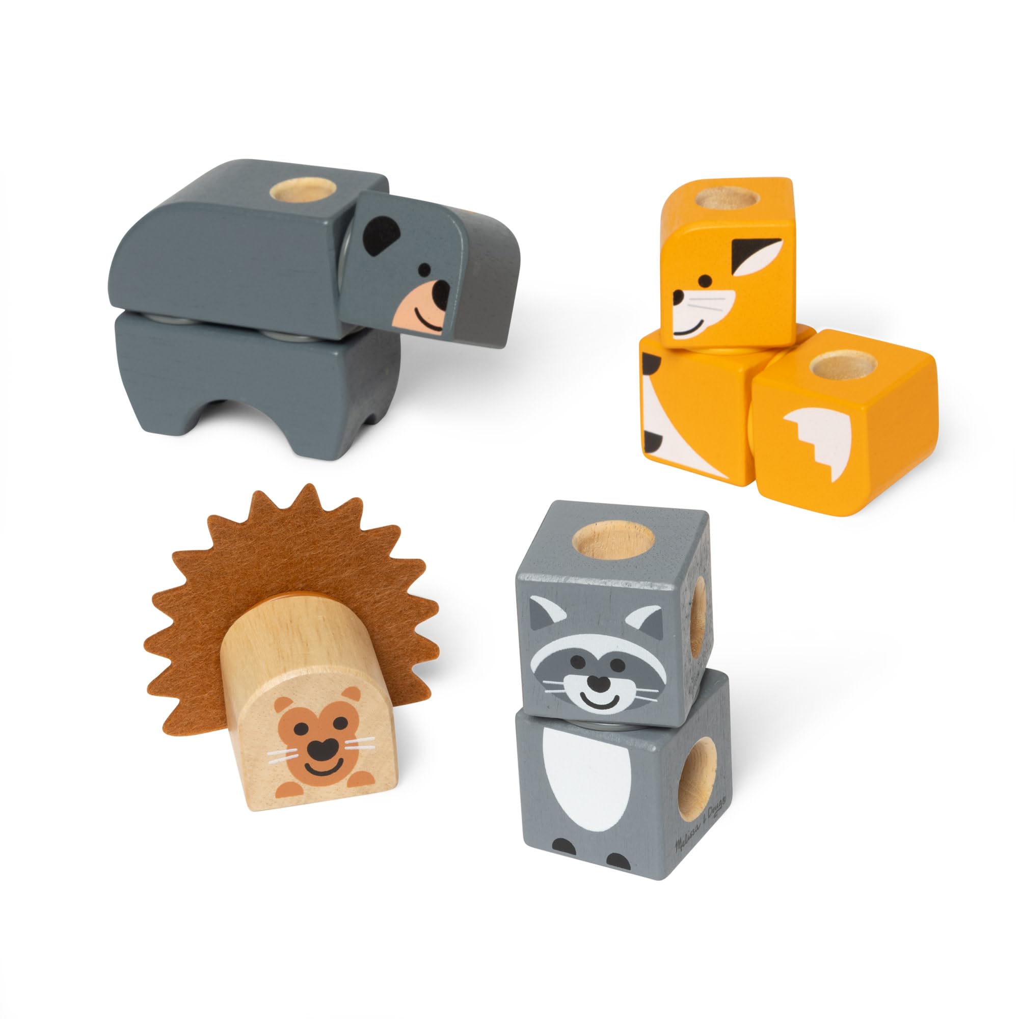 Melissa & Doug Blockables Woodland Friends Snap And Play Building Set | Ages 2-7 | 16 Pieces