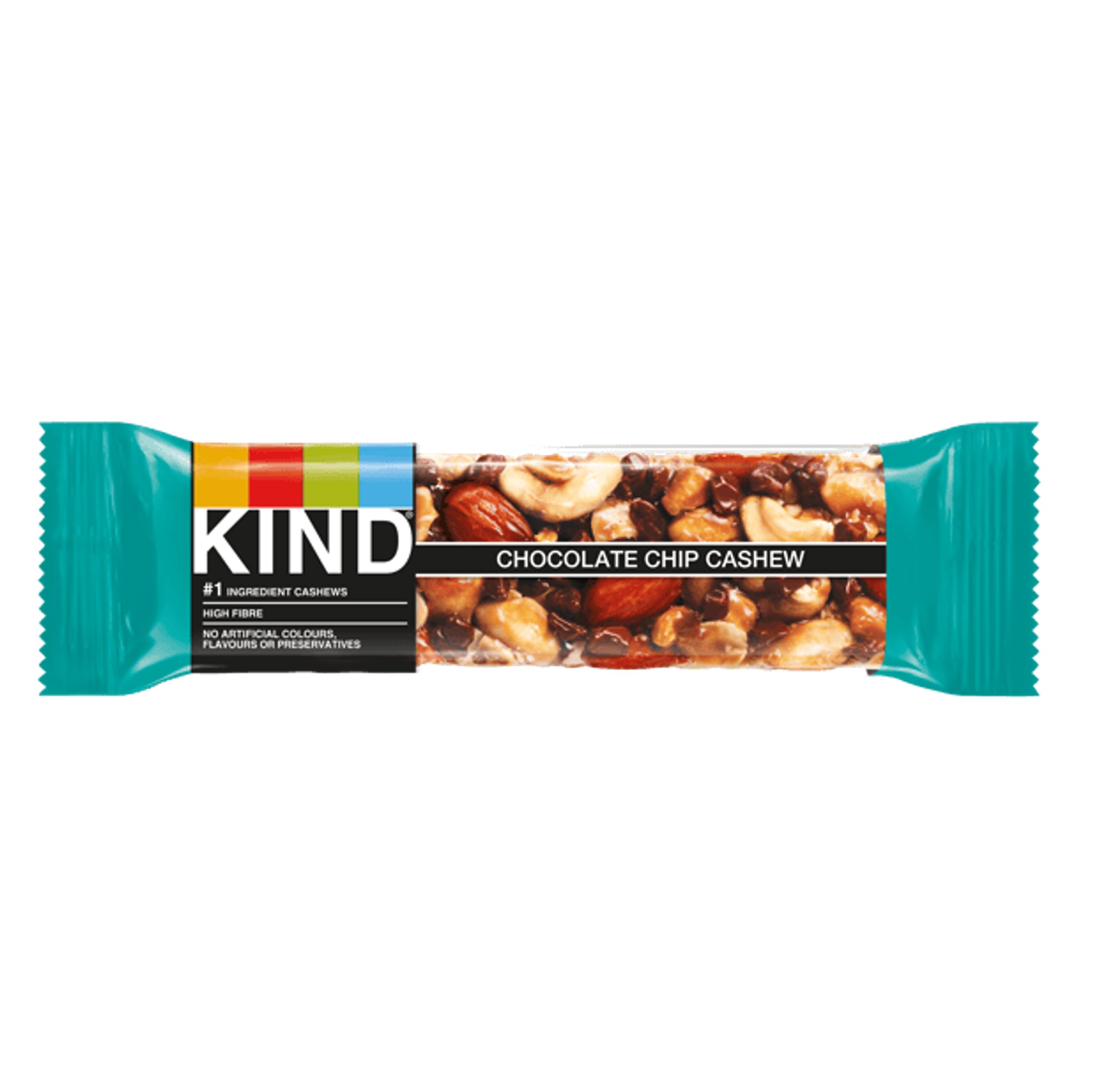 KIND Chocolate Chip Cashew Fruit & Nut Bars - High Fibre, Gluten Free | Pack of 12