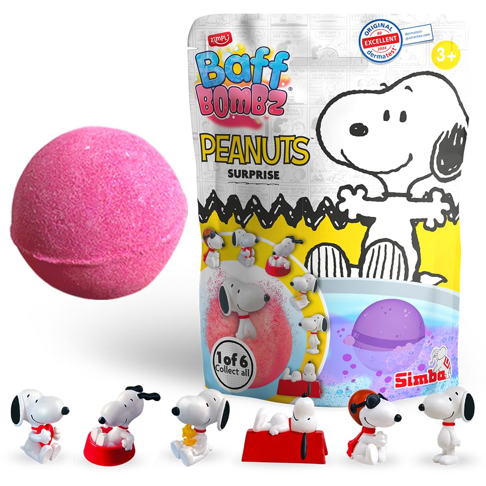 ZIMPLI Peanuts Surprise Bath Bomb - 100g Moisturizing Strawberry Scent | Collectible Toy Inside 1