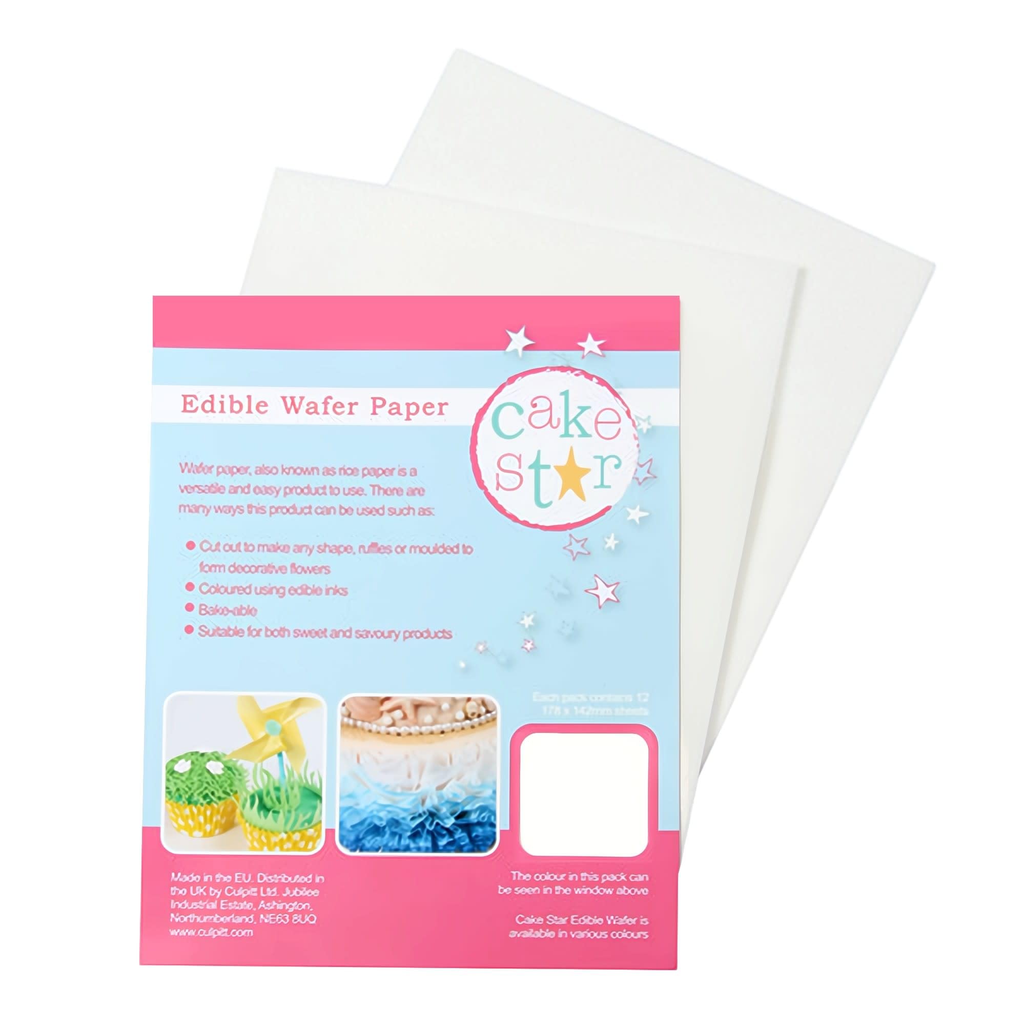 Cake Star White Wafer Paper - Edible Sheets for Printing & Decorating | 12 Count, 178 x 142mm 1