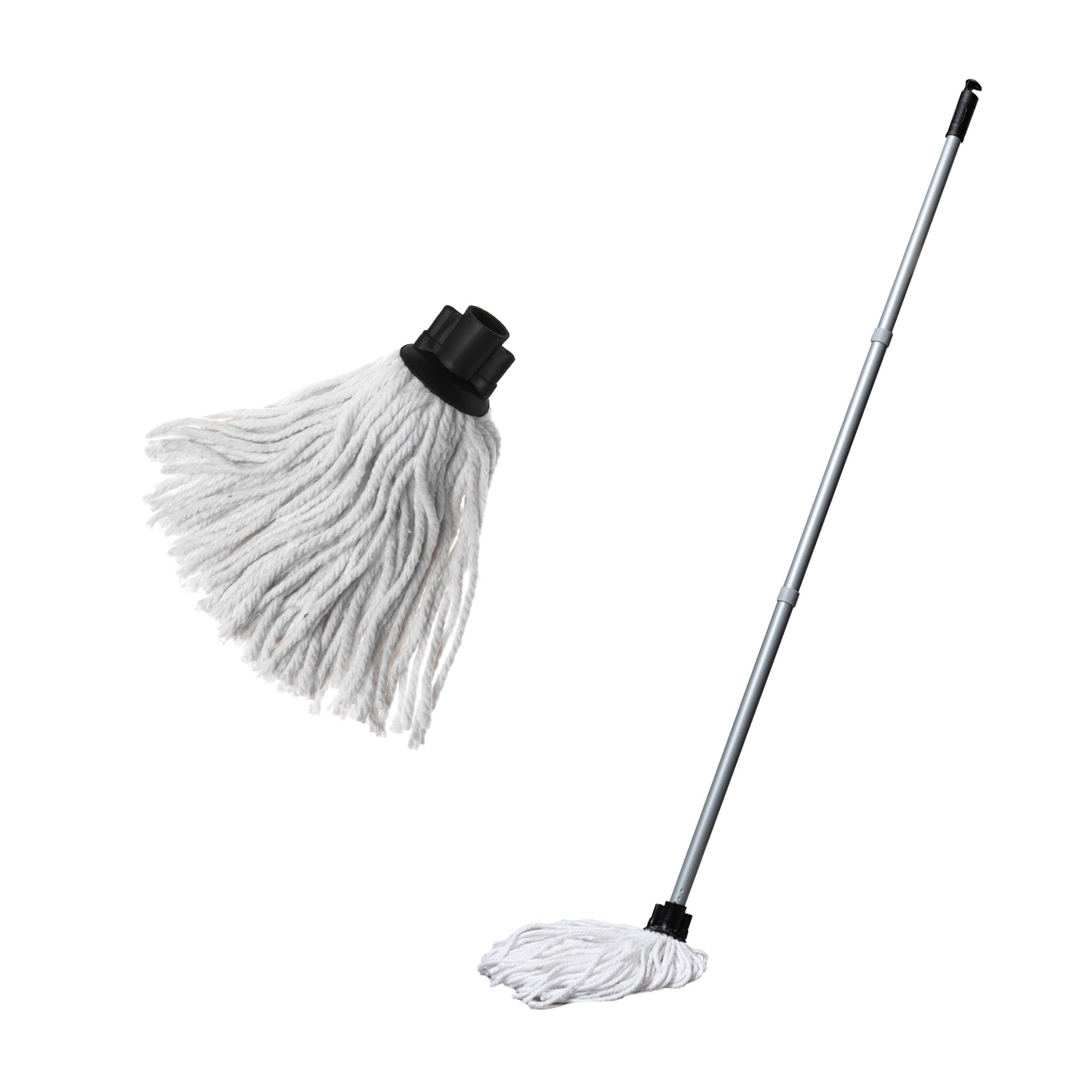 Addis Cotton Mop with 3 Piece Handle | Highly Absorbent | Includes 2 Mop Heads