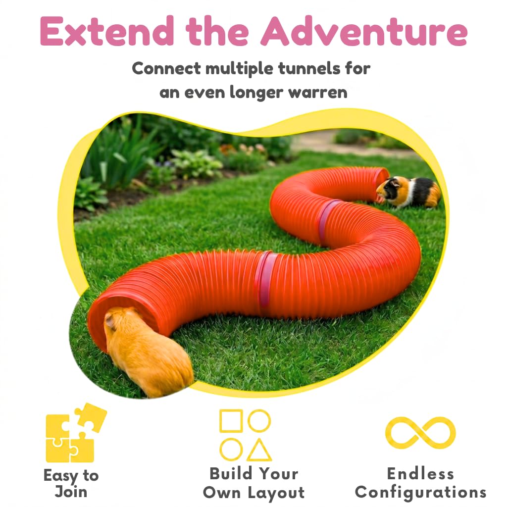 Snugglesafe Fun Tunnel - Flexible, Weatherproof Burrow for Rabbits & Guinea Pigs | Red 6
