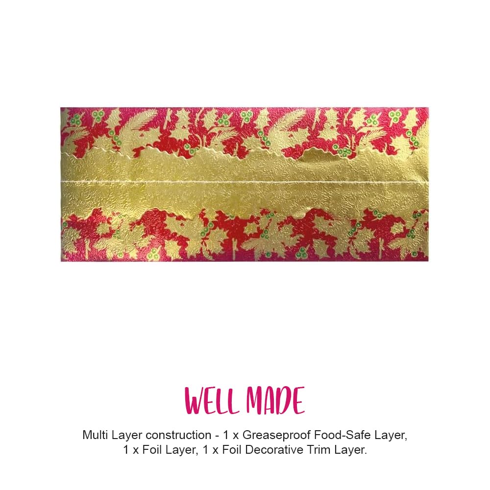 Anniversary House Traditional Christmas Cake Frill - Red/Gold Holly, 86cm Pre-Cut Decorative Trim 11