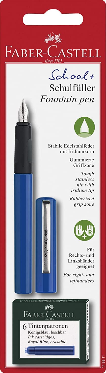 Faber-Castell Metal Fountain Pen - Fine 0.3mm Nib | Refillable | Blue Ink | Ergonomic Grip 2