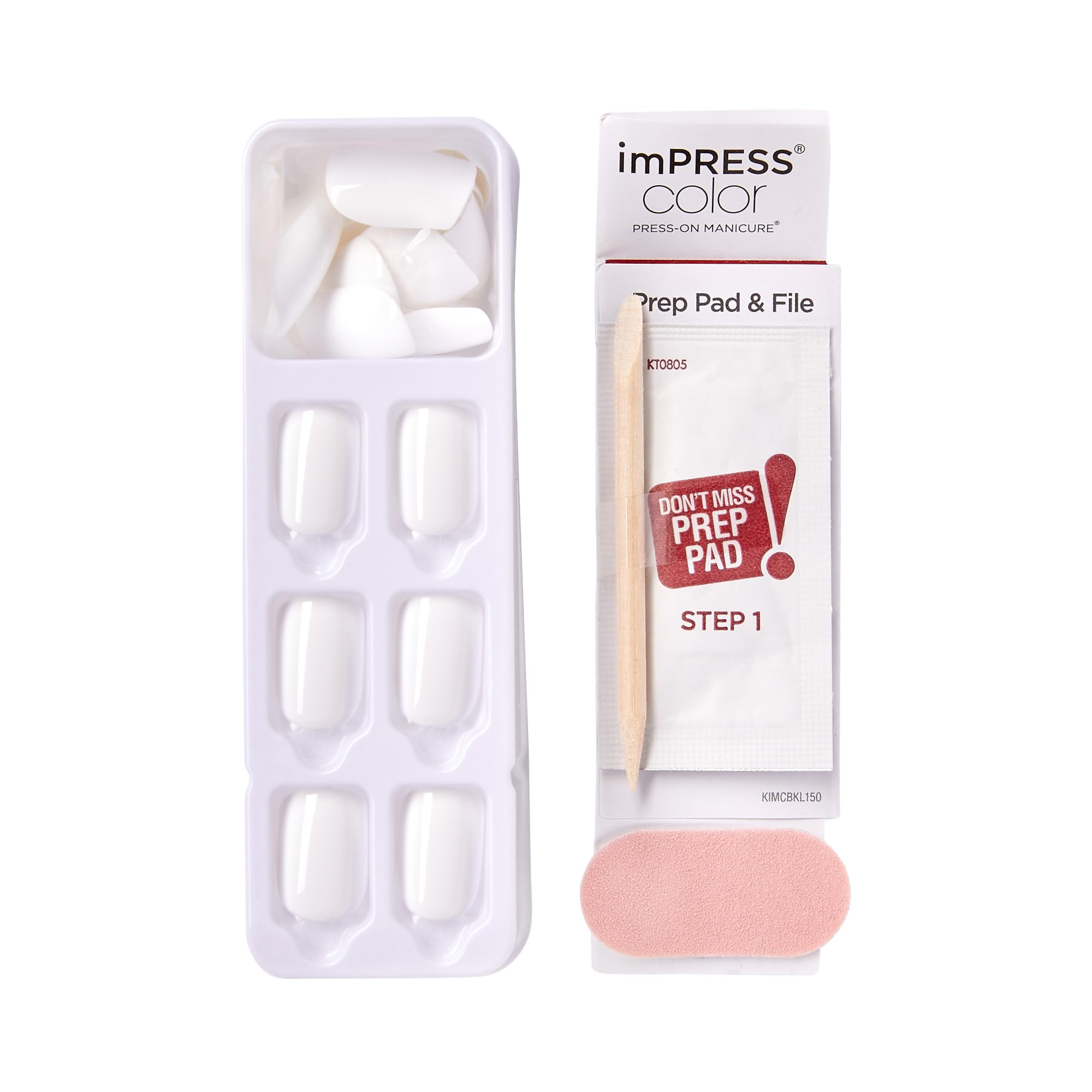KISS imPRESS Color Press On Nails - Frosting Solid White | Short Squoval | 33 Ct. 4