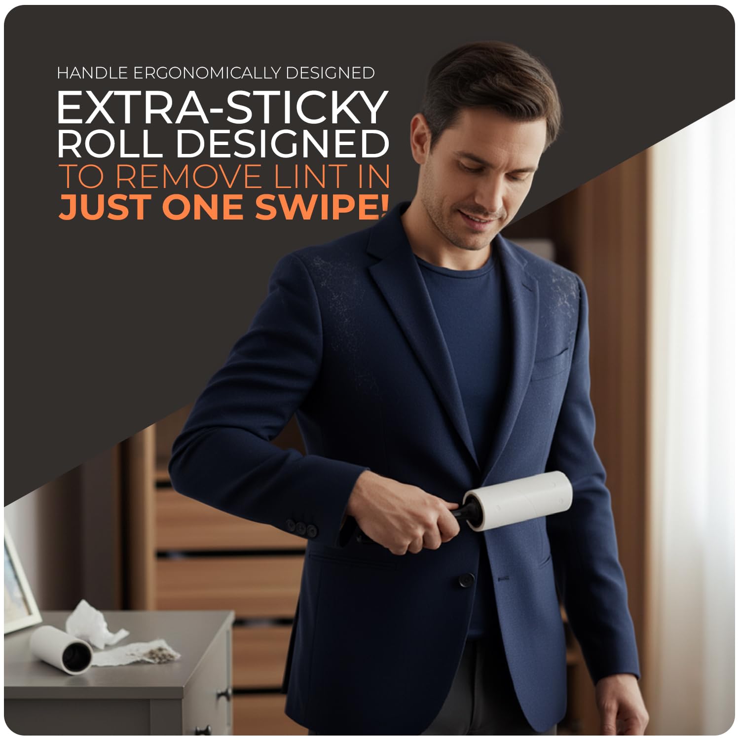 Roe Tenpo Lint Roller - 6 Pack with 1 Replacement Handle, 360 Easy Peel Sheets | Pet Hair Removal 6
