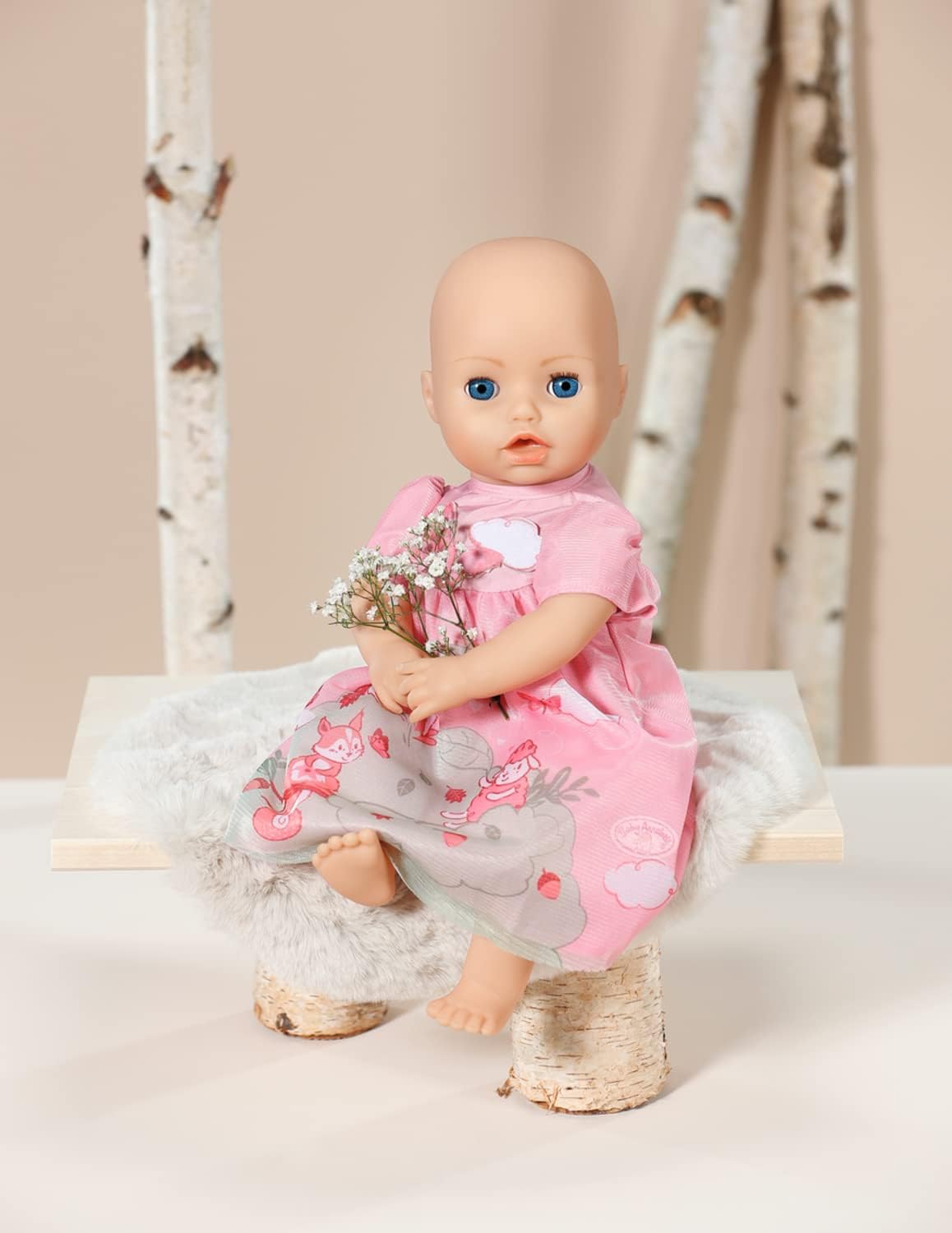 Baby Annabell Pink Dress 709603 - Cute Sheep & Squirrel Pattern for 43cm Dolls