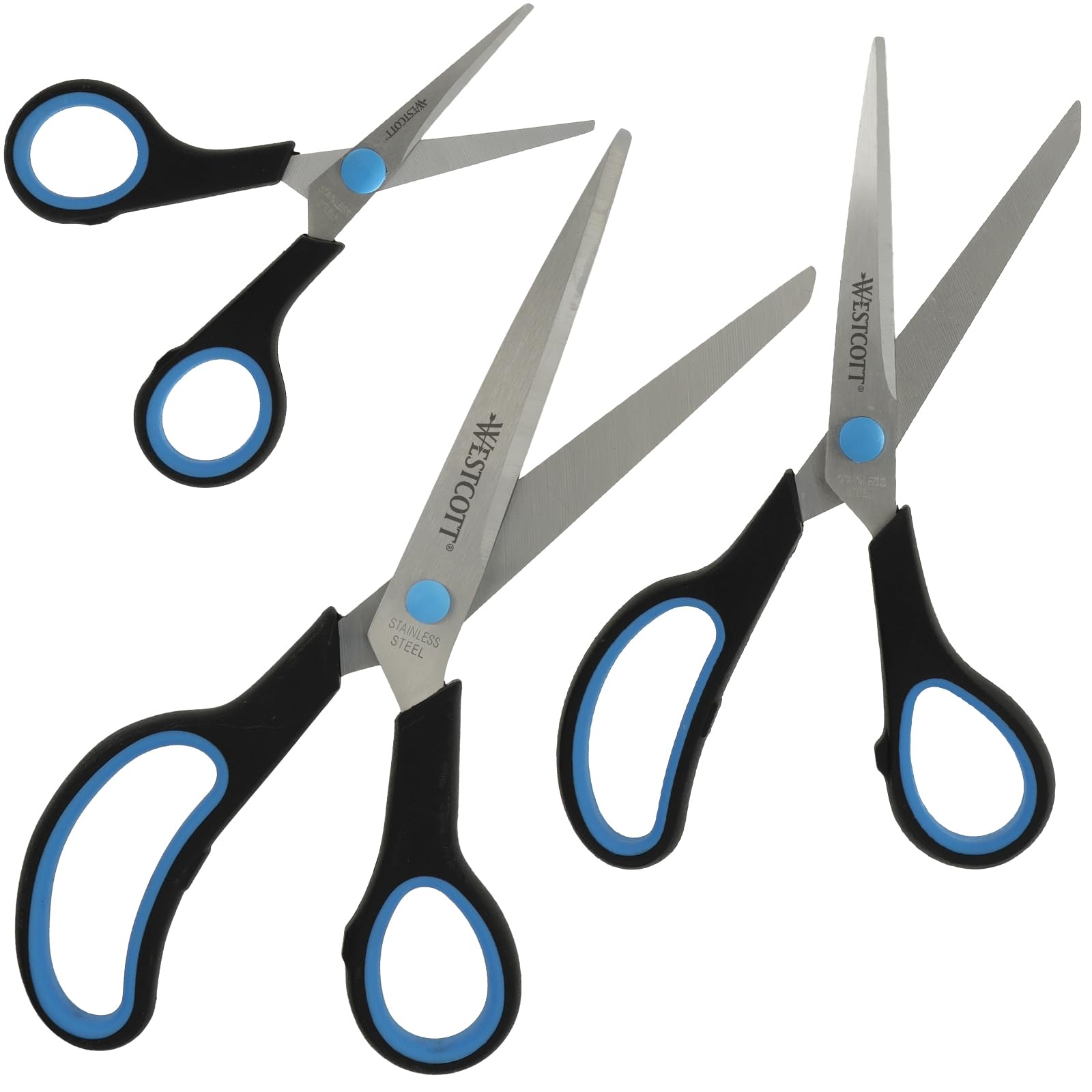 Westcott Easy Grip Scissors Set (3 Pack) - Titanium Blades, Soft Handles | Sizes 5", 8", 10" 3