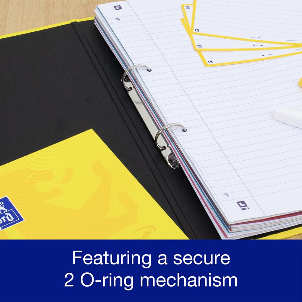 Oxford Premium A4 Ring Binder, Yellow Single Folder, 25mm Capacity, Laminated Paper on Board 3