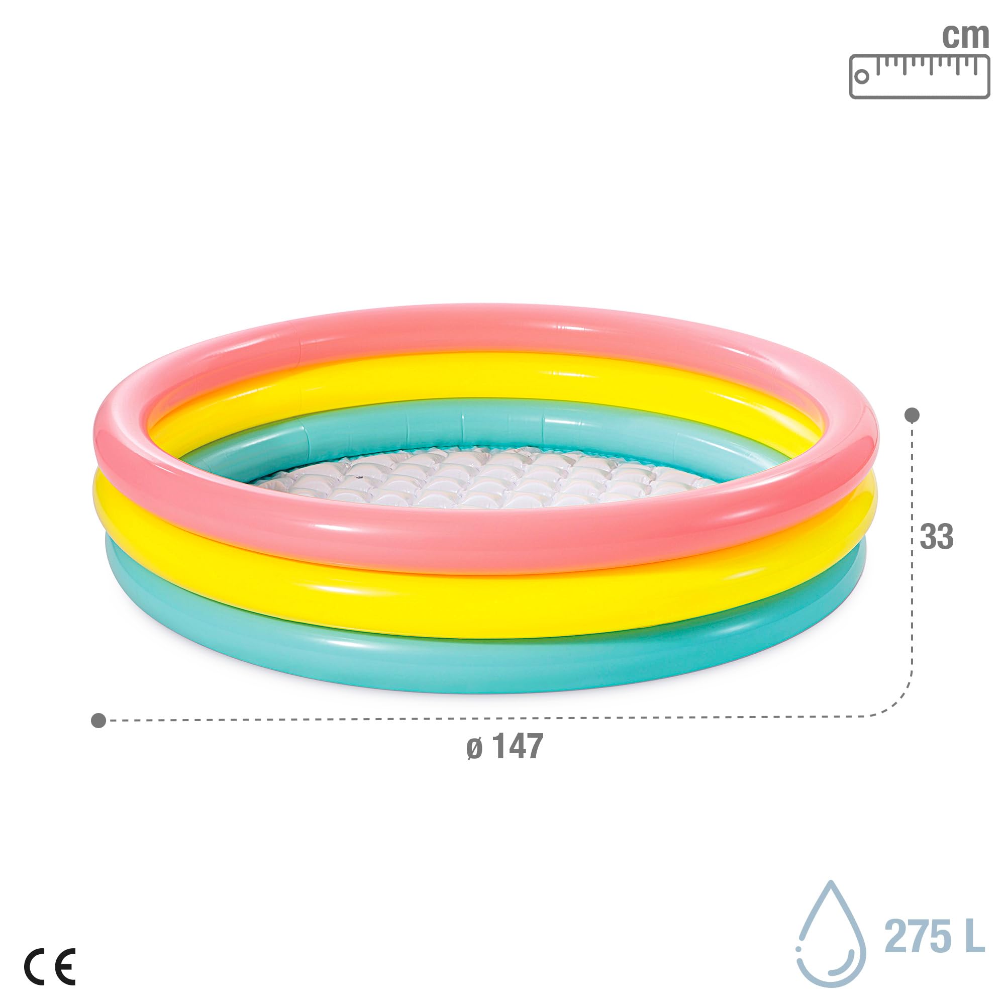 Intex 57422 3-Hoop Inflatable Paddling Pool - 147 x 33 cm | 76 Gallon Capacity