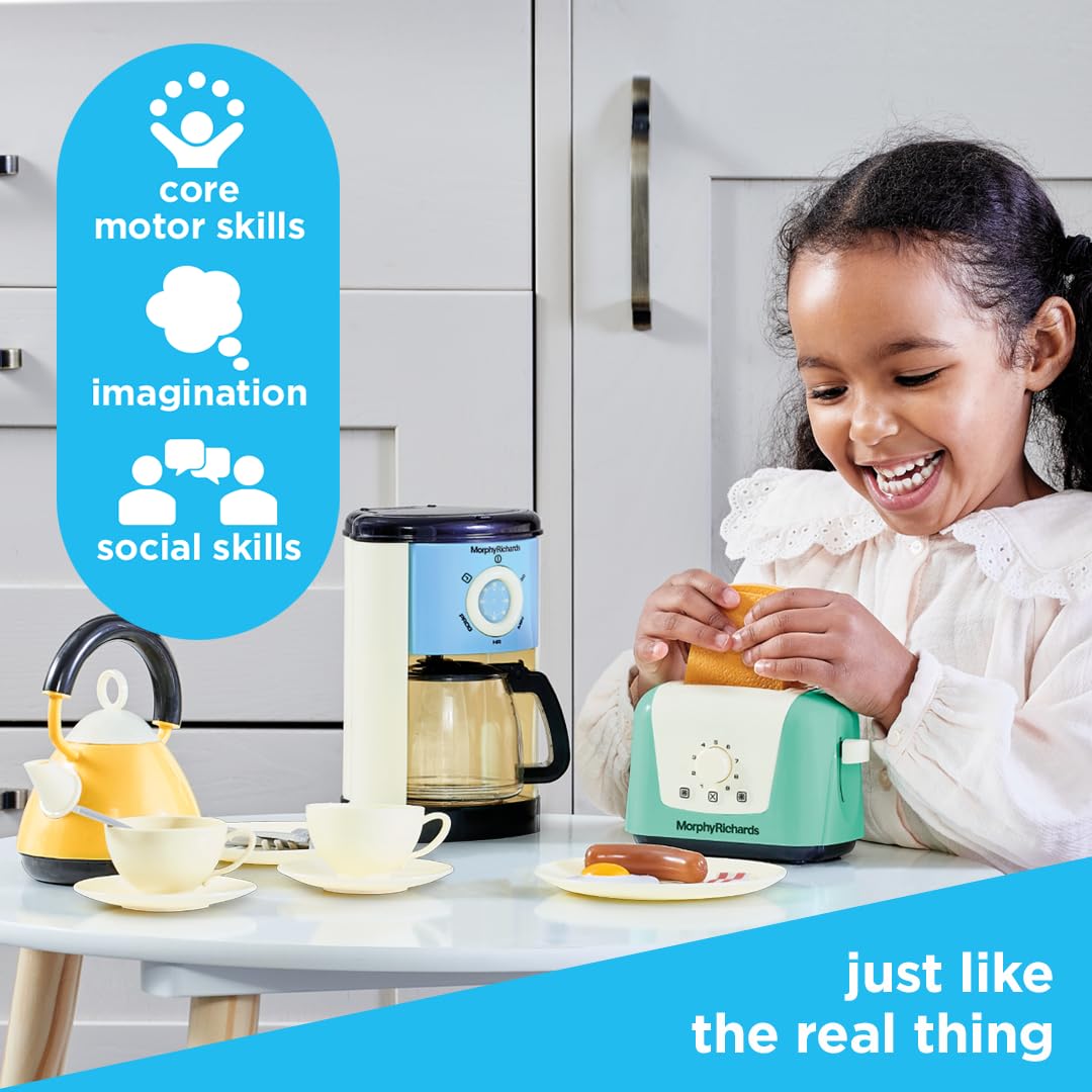 Casdon Morphy Richards Kitchen Set - Toy Appliances with Toaster, Kettle, Coffee Maker | Pastel | Ages 3+ 3