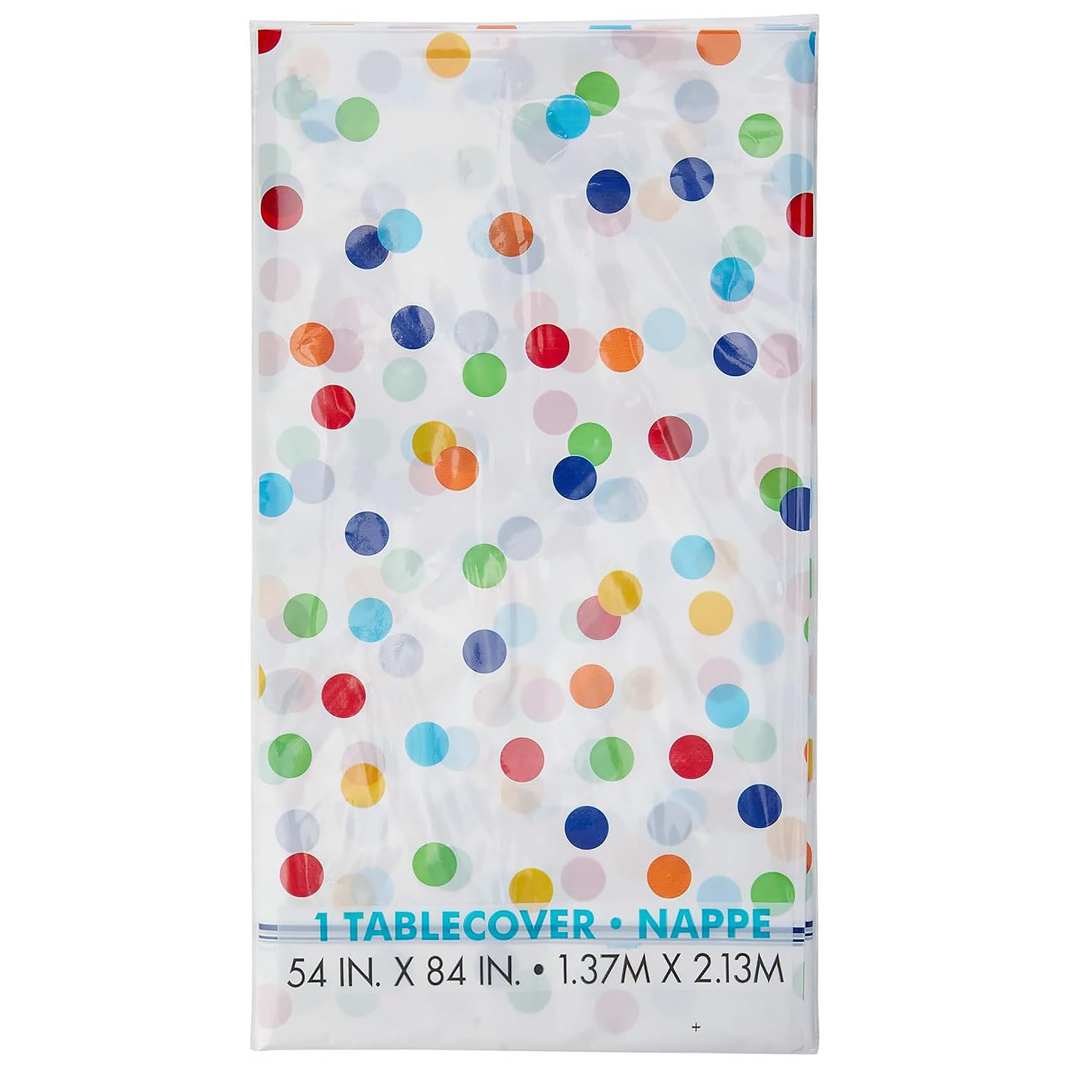 Unique Party Rainbow Polka Dot Plastic Tablecloth - 7ft x 4.5ft | Spill Resistant | Multicolor 5
