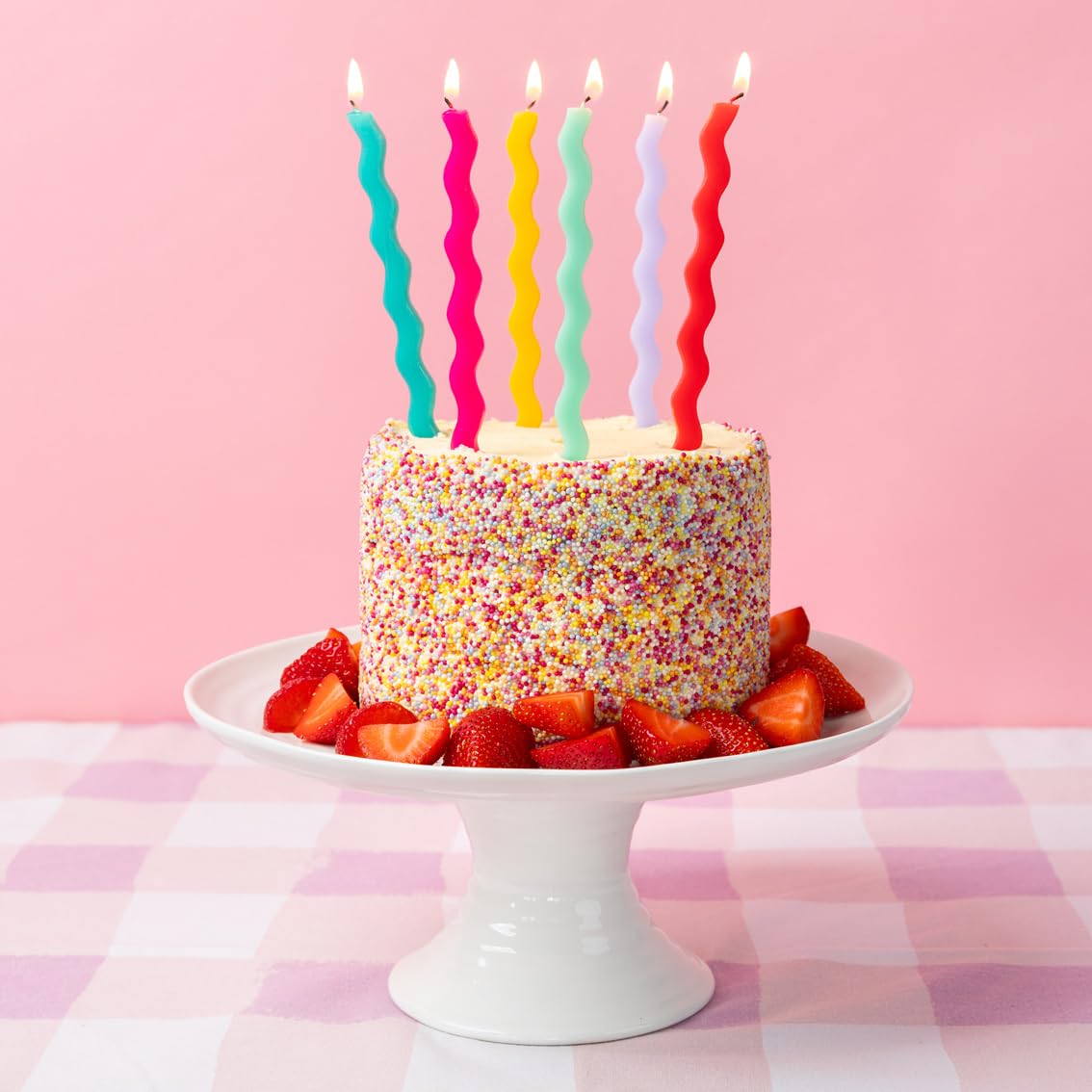 Talking Tables 12 x Wavy Rainbow Birthday Candles Cake Toppers | 12.5cm Tall