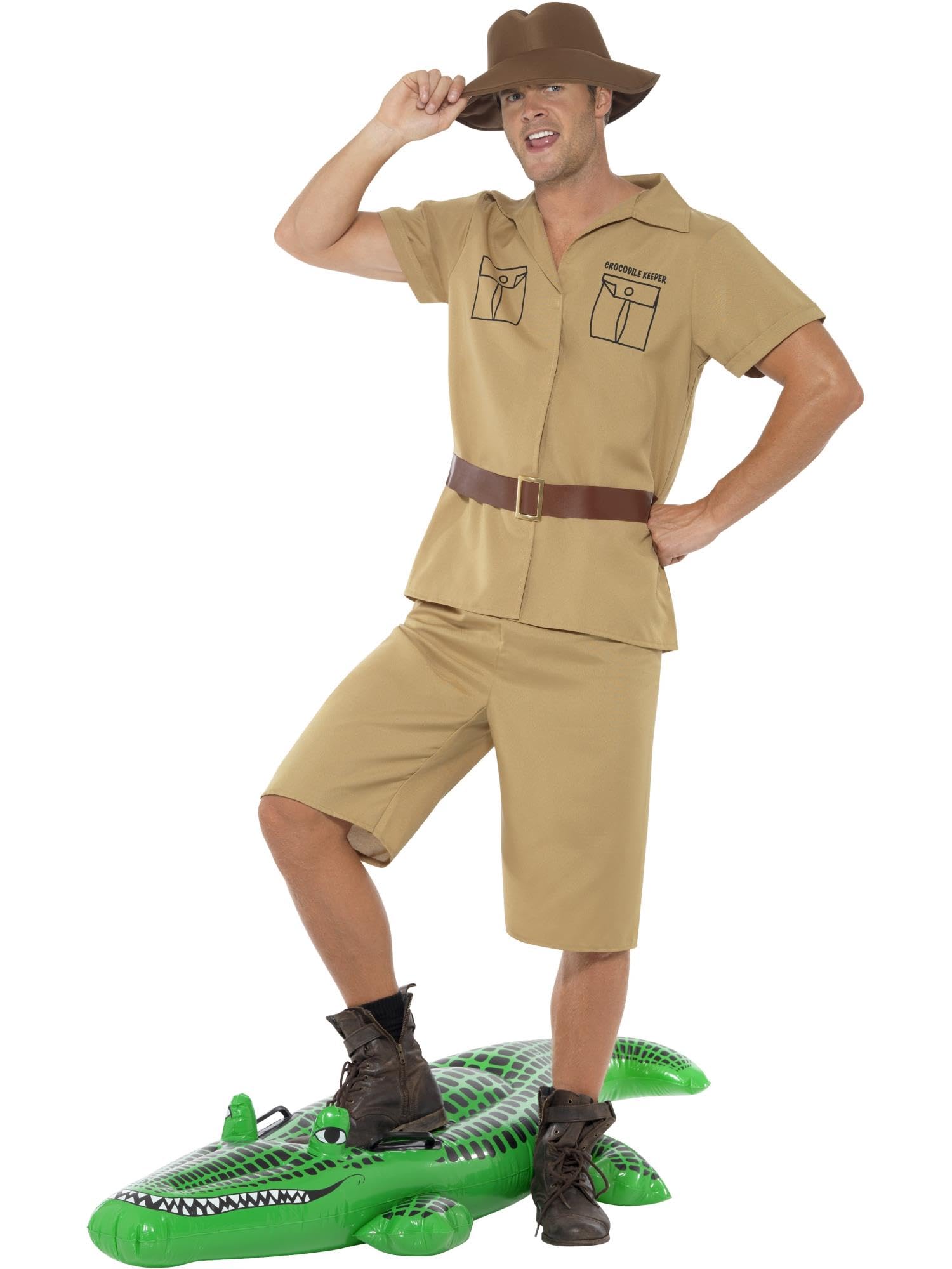 Smiffys Safari Man Costume - Adult Men's Fancy Dress with Shirt, Shorts, Belt and Hat