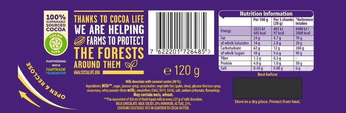 Cadbury Dairy Milk Caramel Chocolate Bar - Smooth Milk Chocolate with Gooey Caramel Centre | 120 g