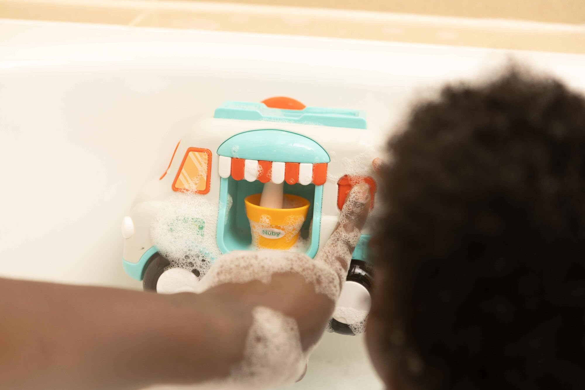 Nuby Ice Cream Shop Bubble Machine Bath Toy - Suction Cups | 2 Cones Included